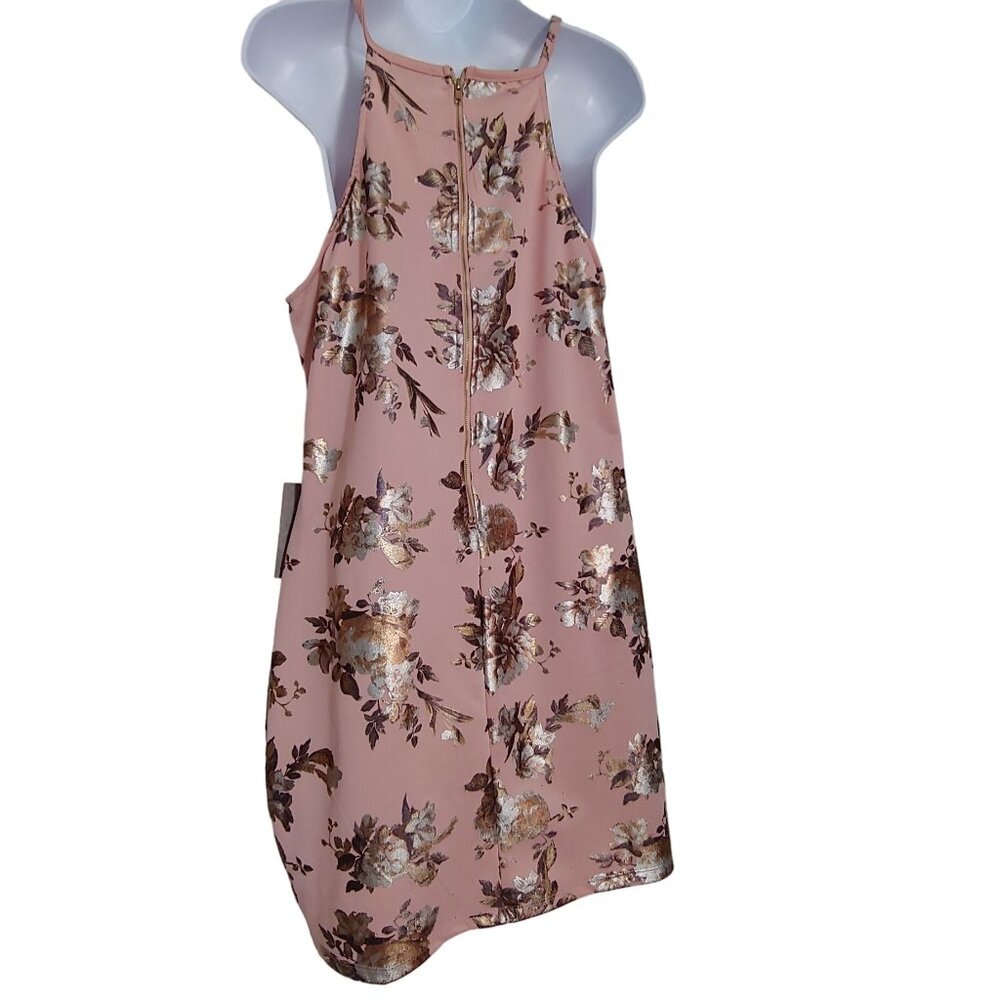 J. For Justify Pink Metallic Floral Sleeveless Summer Dress XL - Picture 2 of 13